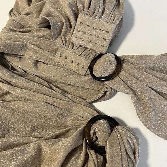 Bronx & Banco Sz L / 8 Cleopatra Cutout Maxi Dress in Sand Gold Shimmer - Picture 9 of 10